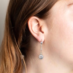 Edwardian Diamond Set Drop Earrings Circa 1900-10