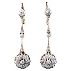 Edwardian Diamond Set Drop Earrings Circa 1900-10