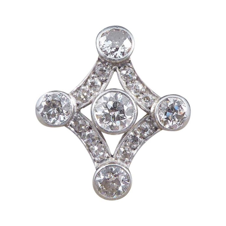 Edwardian Diamond Set Geometric Kite Shaped Ring in Platinum For Sale
