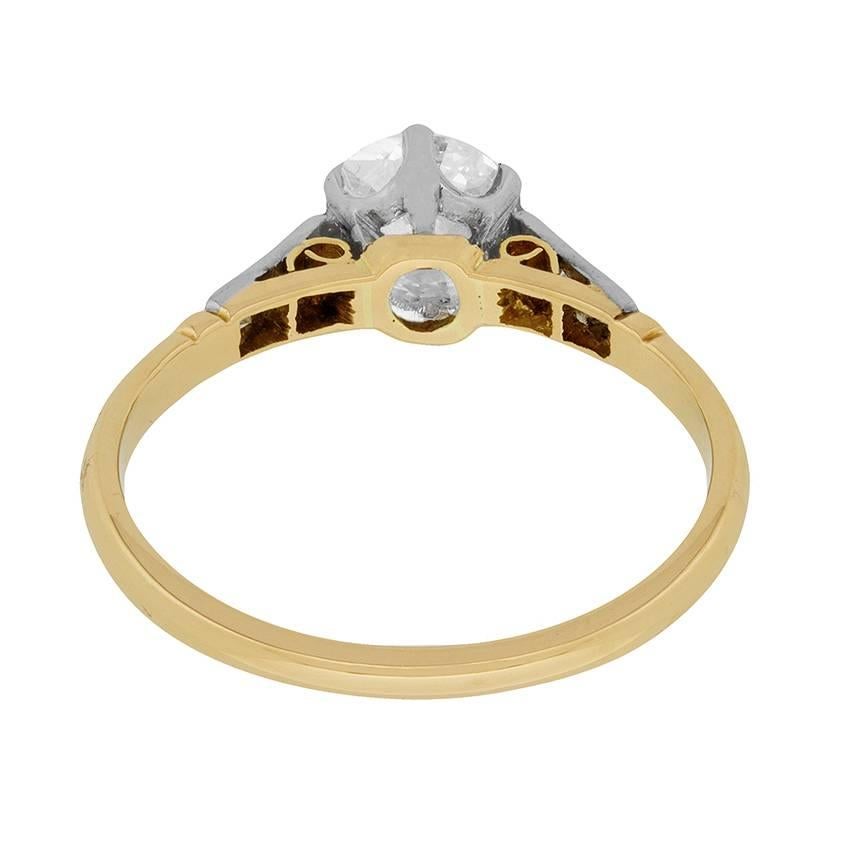 Women's or Men's Edwardian Diamond Solitaire Engagement Ring, circa 1910