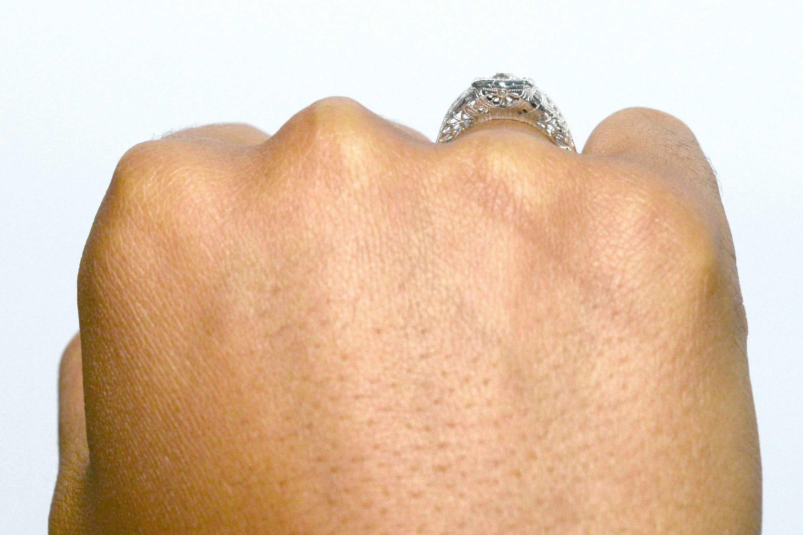 Édouardien Bague de fiançailles solitaire filigrane édouardienne en diamant en vente