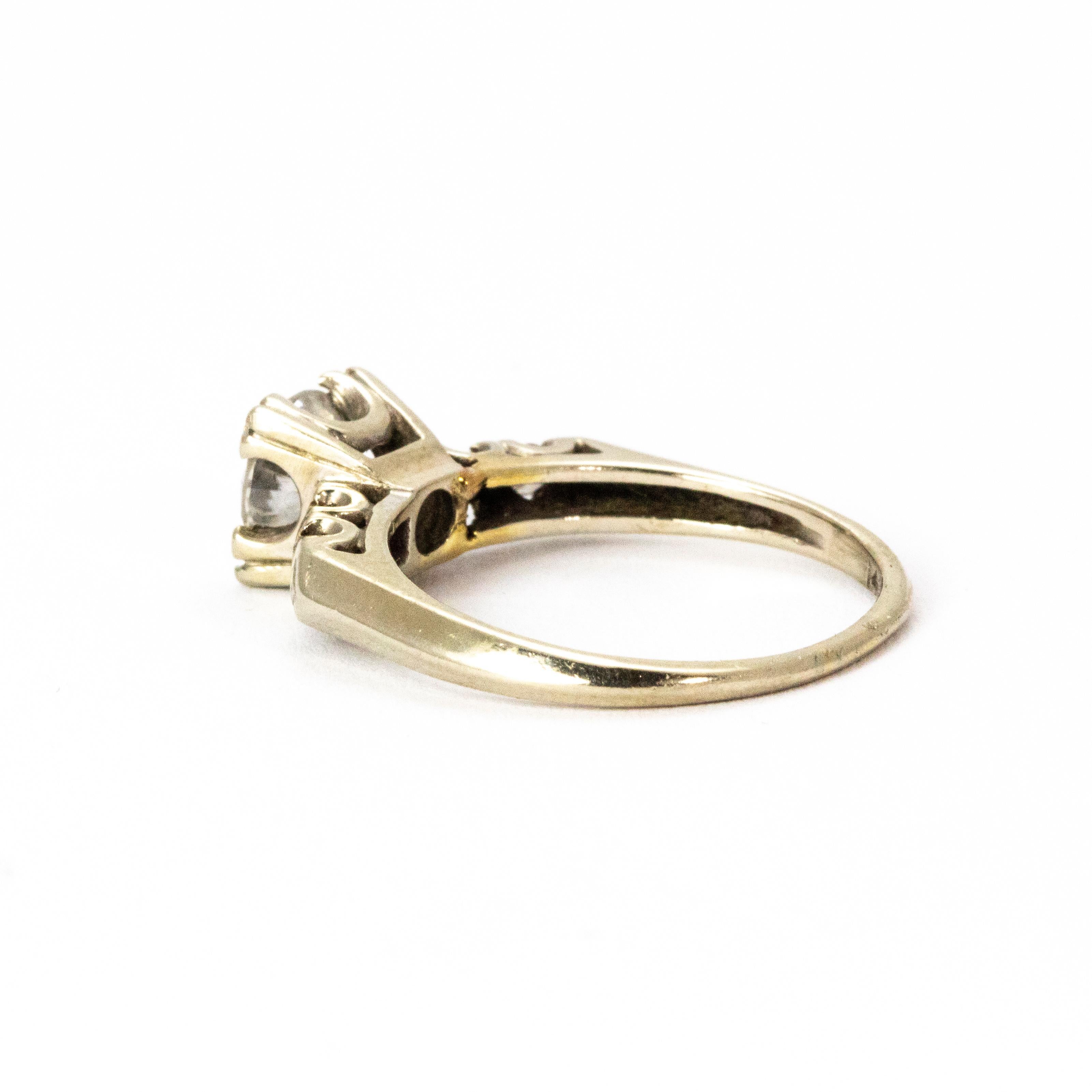 Solitär-Ring mit Diamanten im Edwardianischen Stil (Alteuropäischer Schliff) im Angebot