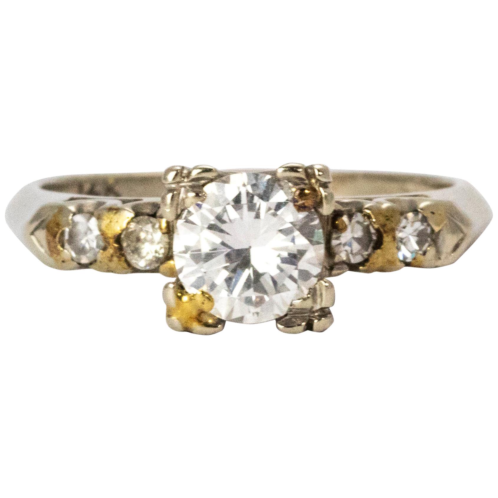 Solitär-Ring mit Diamanten im Edwardianischen Stil im Angebot