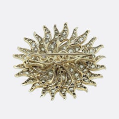 Edwardianische Diamant-Sonnenschein-Brosche