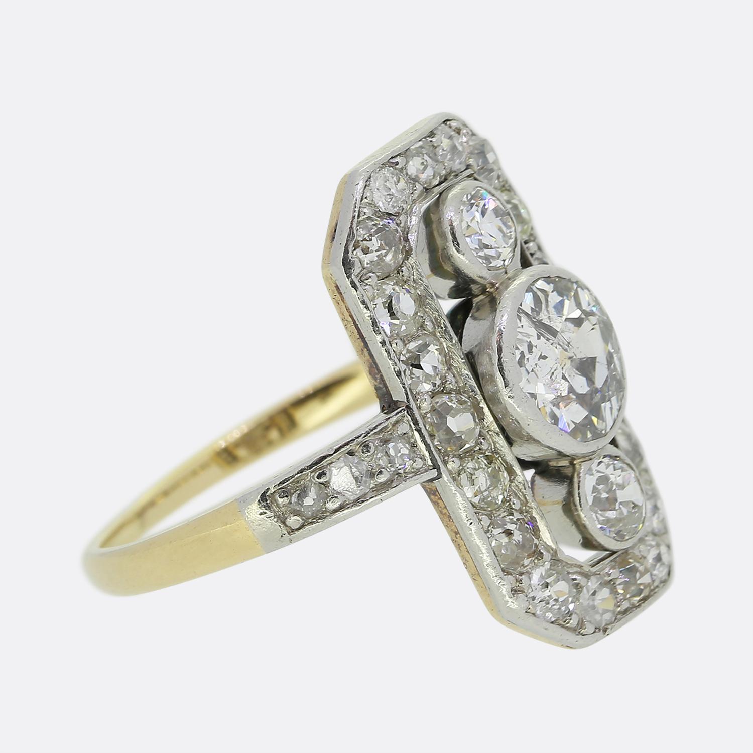Round Cut Edwardian Diamond Tablet Ring For Sale