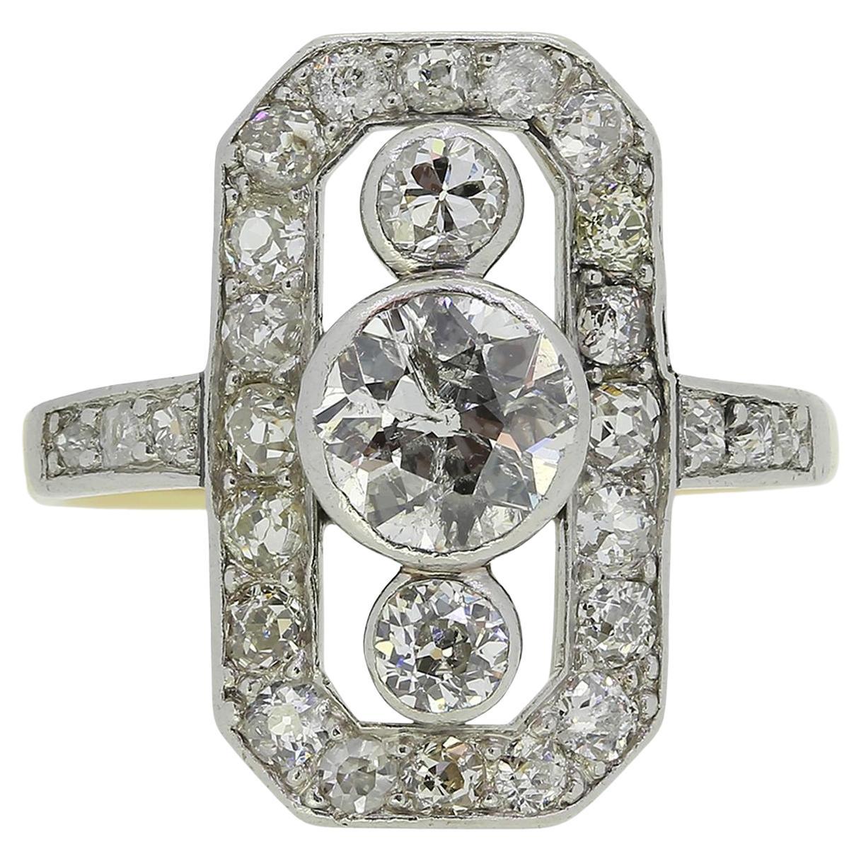 Edwardian Diamond Tablet Ring For Sale