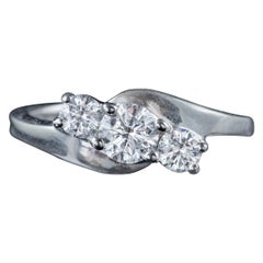 Edwardian Diamond Trilogy Ring 18 Carat White Gold 0.75 Carat Diamond circa 1915