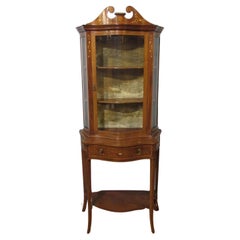 Used Edwardian Display Cabinet Bookcase Inlay 1900 Mahogany
