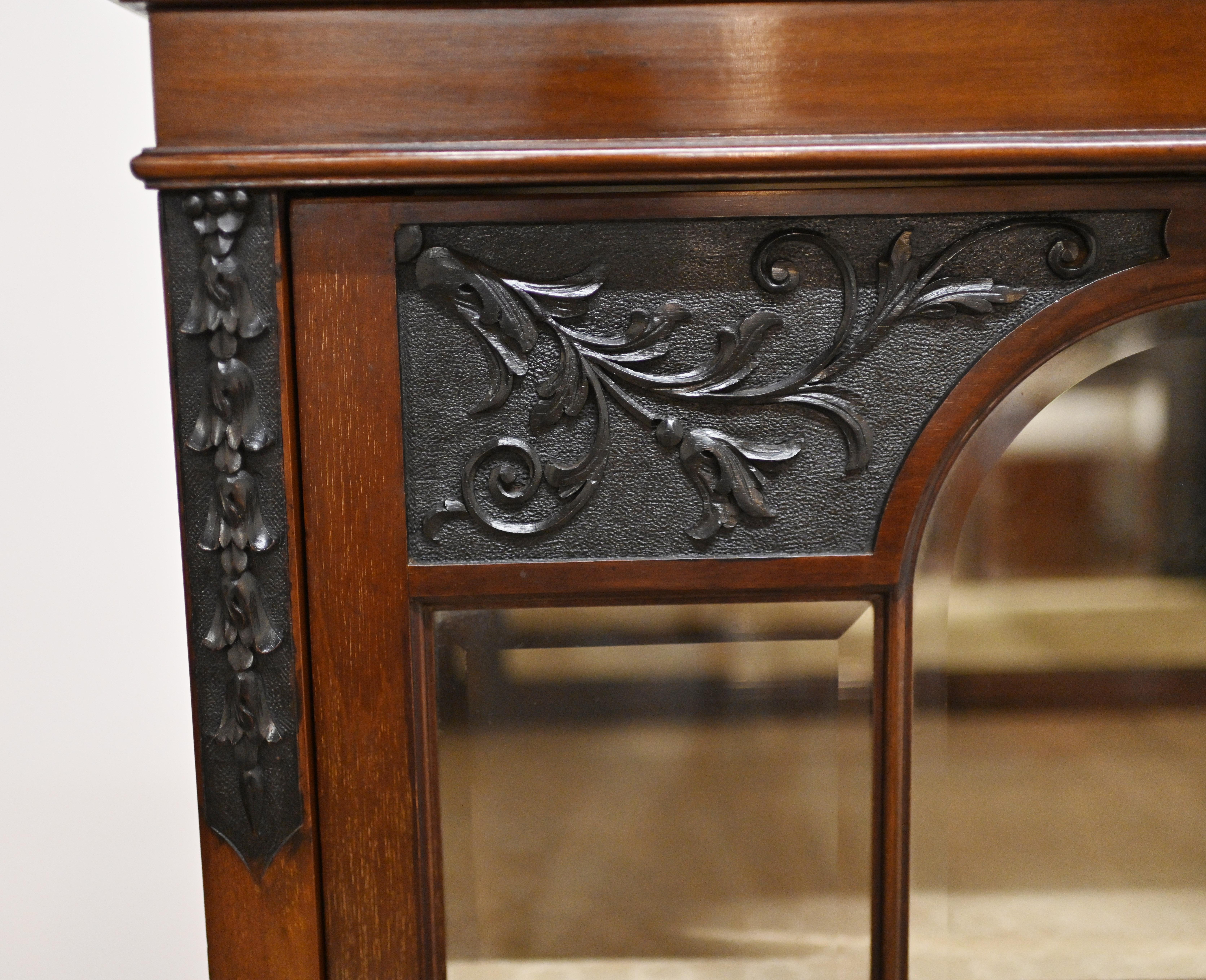 Early 20th Century Edwardian Display Cabinet Mahogany Art Nouveau For Sale