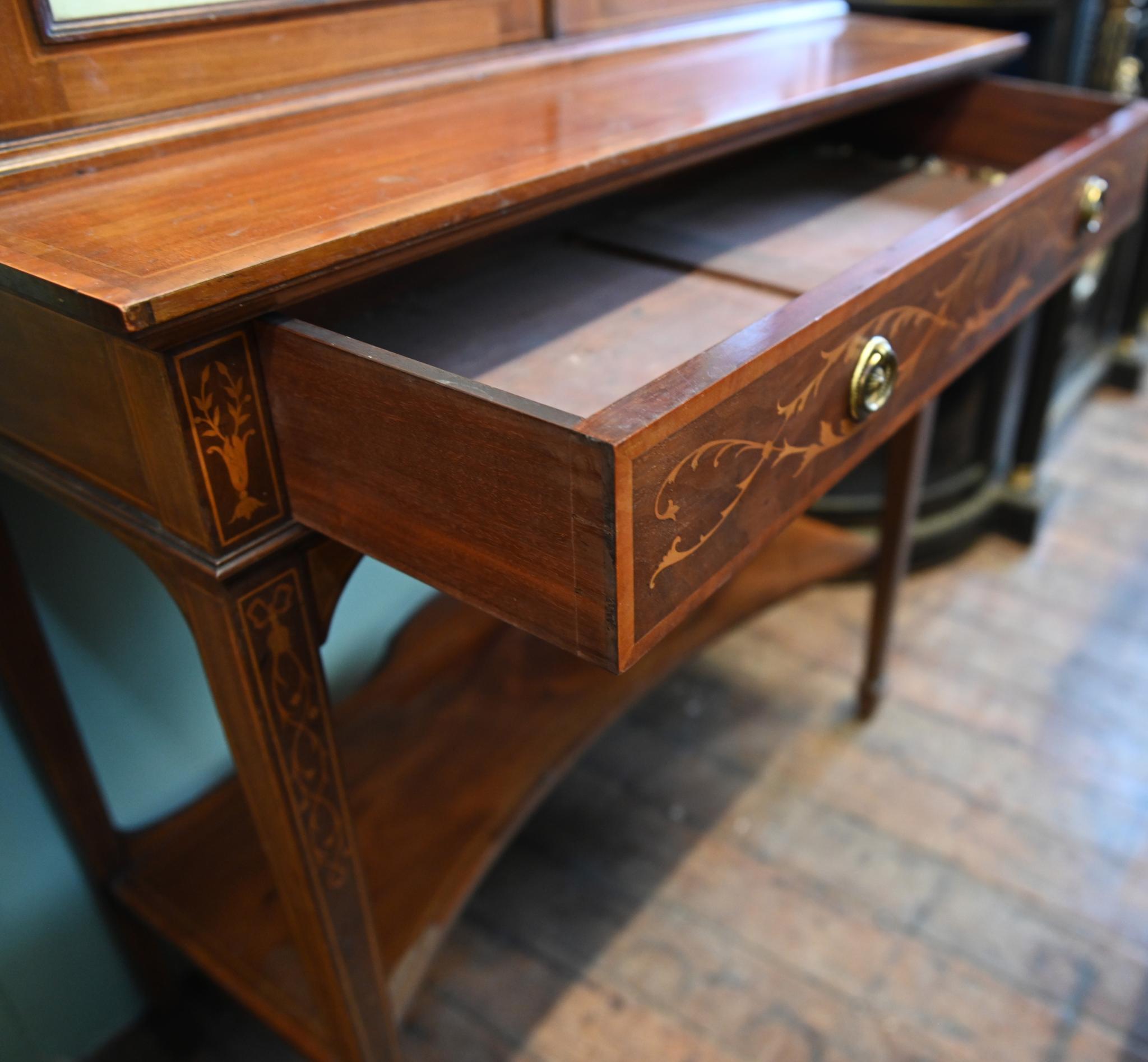 Early 20th Century Edwardian Display Cabinet Mahogany Sheraton Inlay 1900 For Sale