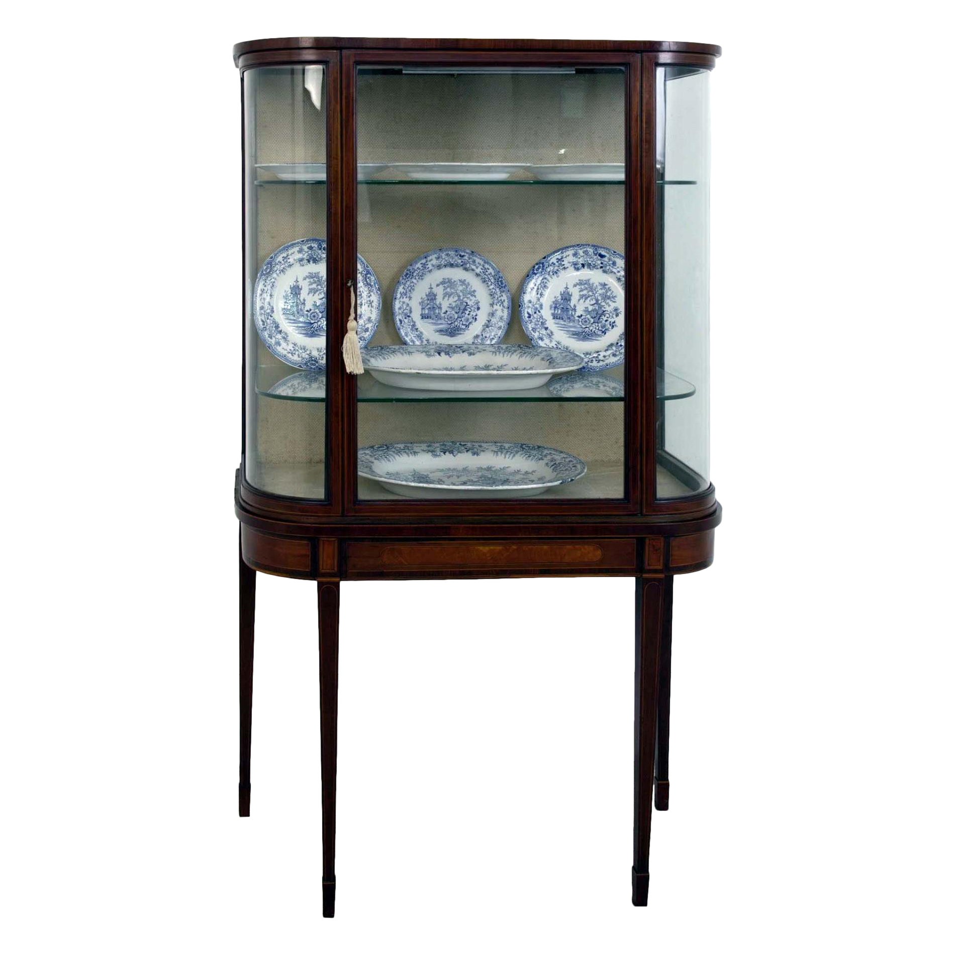 Edwardian Display Cabinet Mahogany Vitrine 1910 For Sale