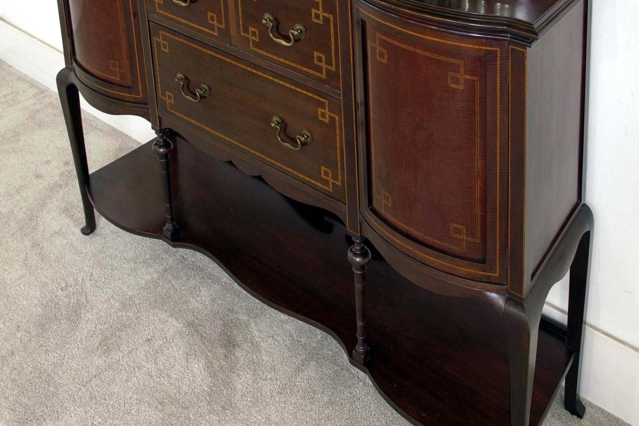 Edwardian Display Cabinet Maple and Co Mahogany Sideboard 1910 For Sale 8