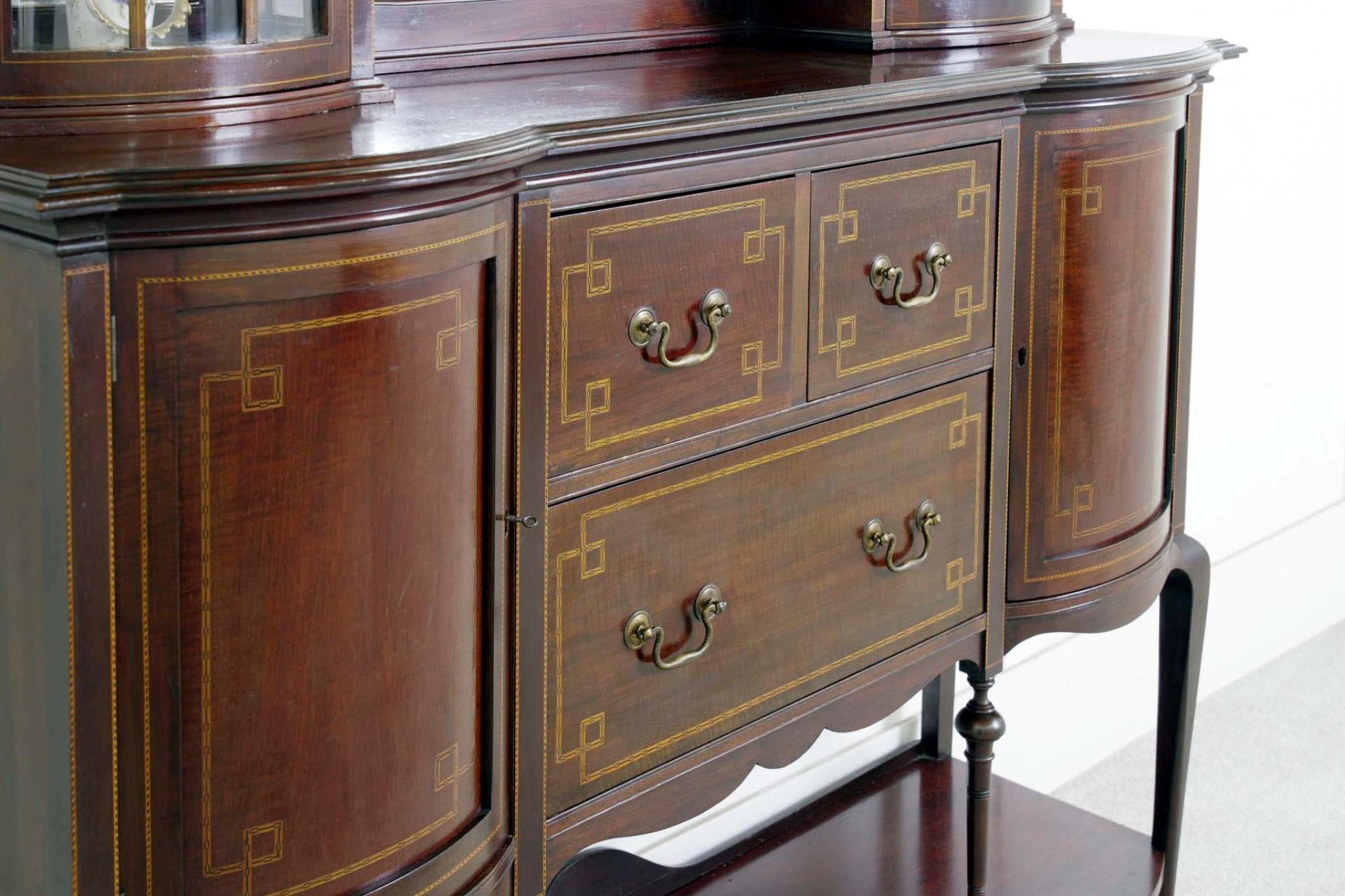 Edwardian Display Cabinet Maple and Co Mahogany Sideboard 1910 For Sale 2