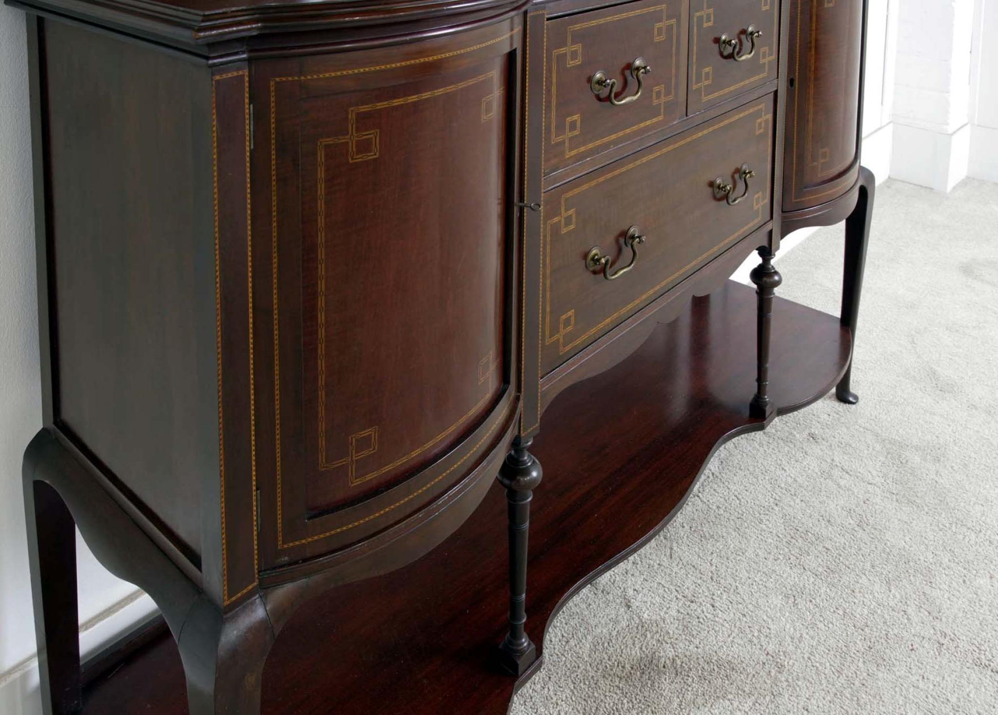 Edwardian Display Cabinet Maple and Co Mahogany Sideboard 1910 For Sale 4