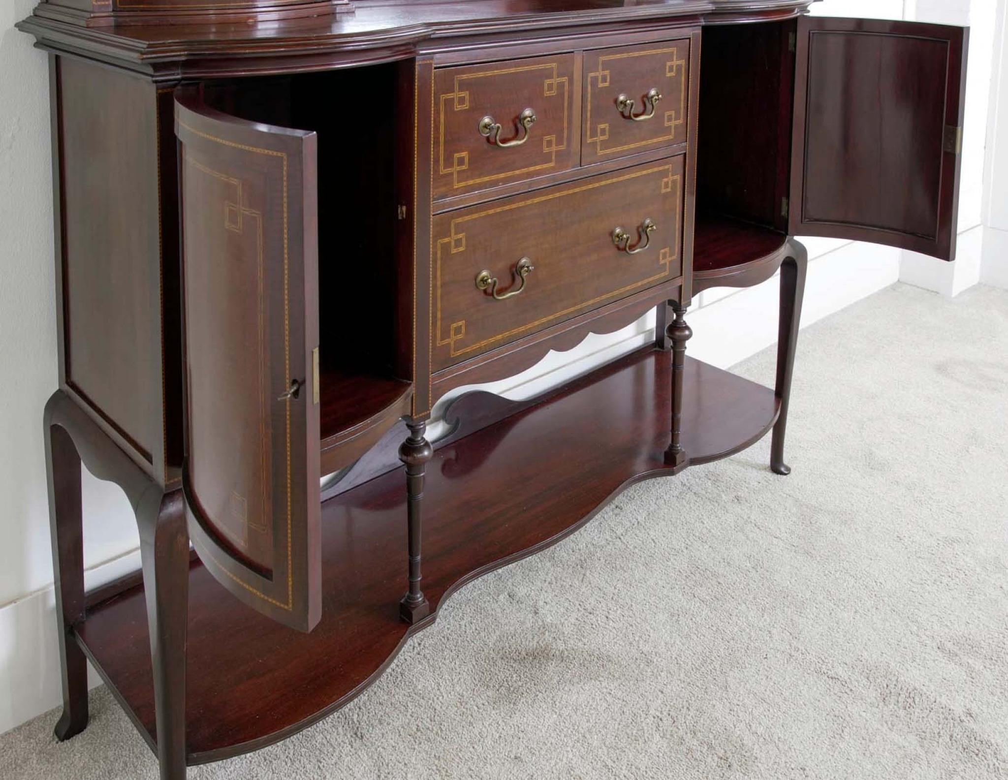 Edwardian Display Cabinet Maple and Co Mahogany Sideboard 1910 For Sale 5