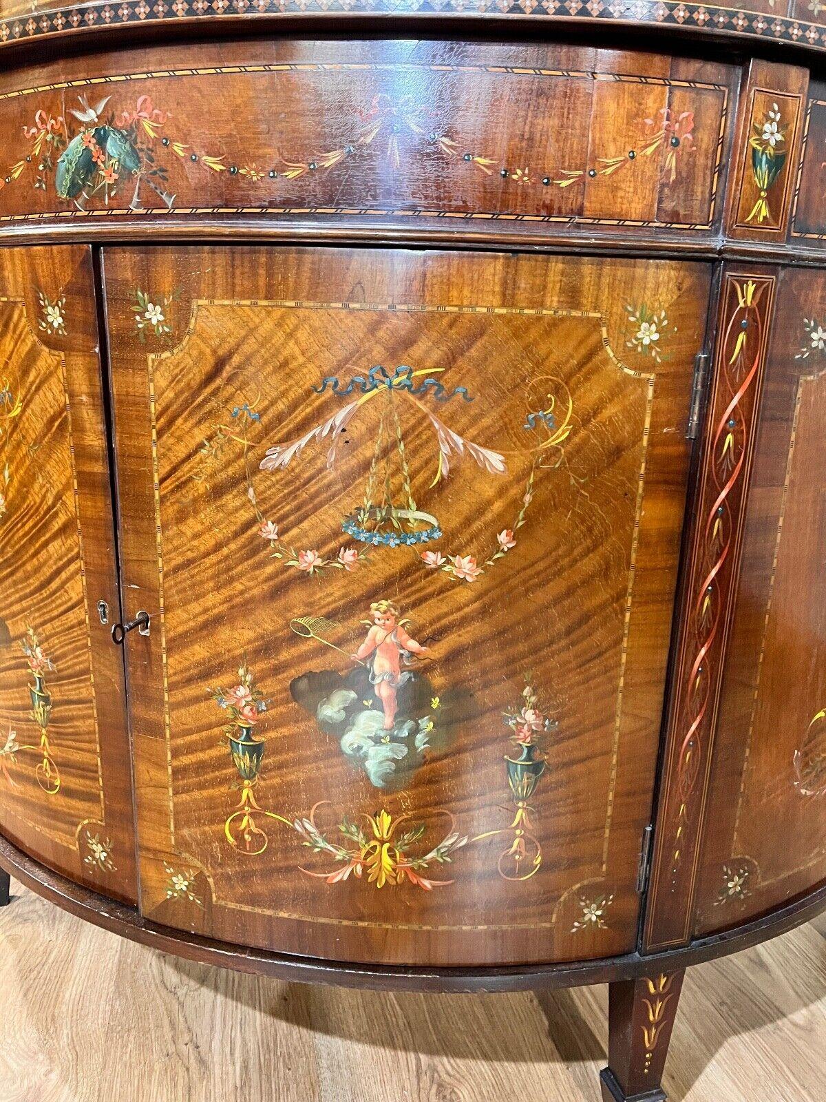 Edwardian Display Cabinet Painted Mahogany Bow Front 1900 5