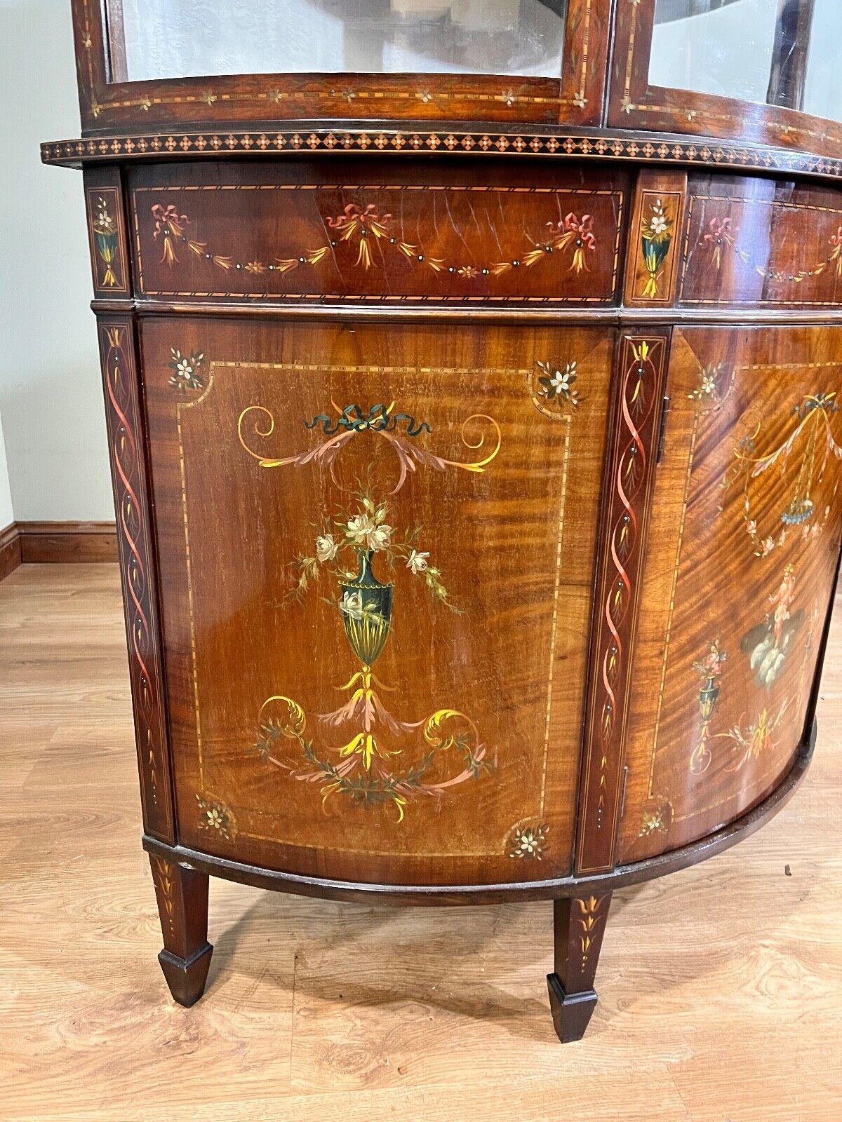 Edwardian Display Cabinet Painted Mahogany Bow Front 1900 7