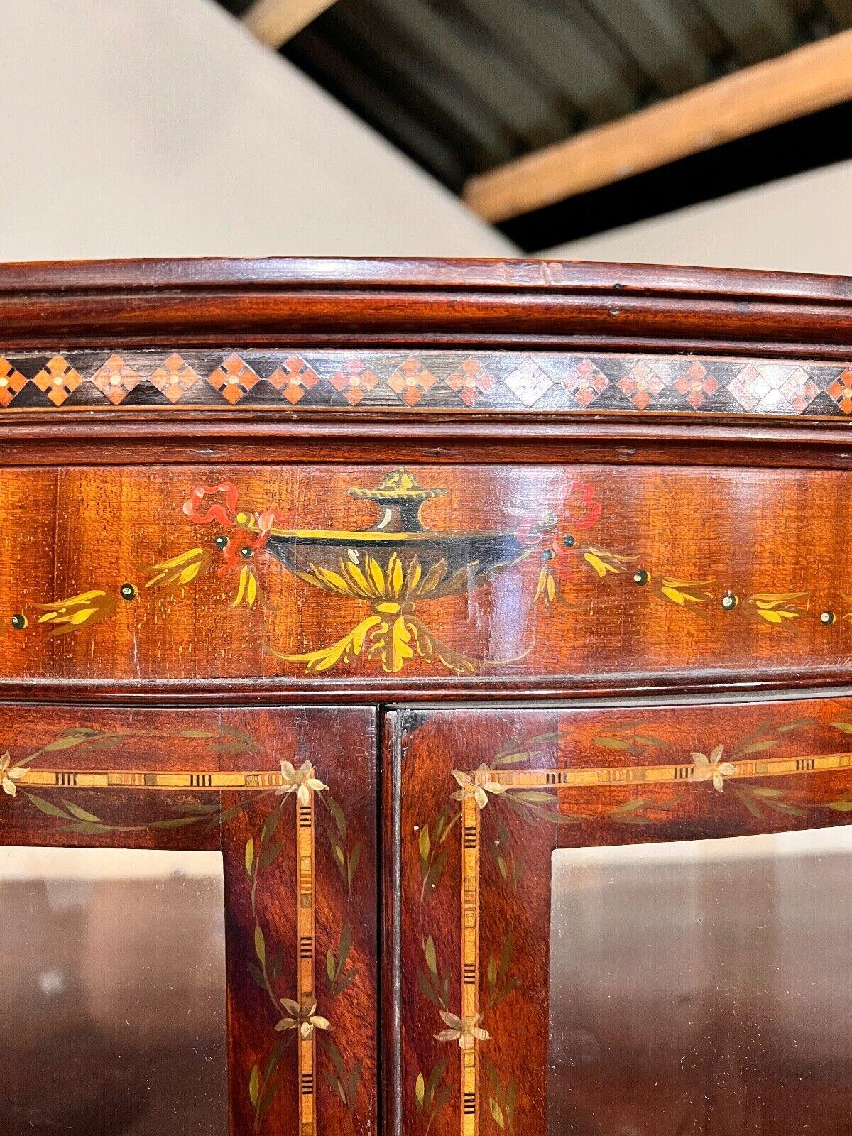 Edwardian Display Cabinet Painted Mahogany Bow Front 1900 8