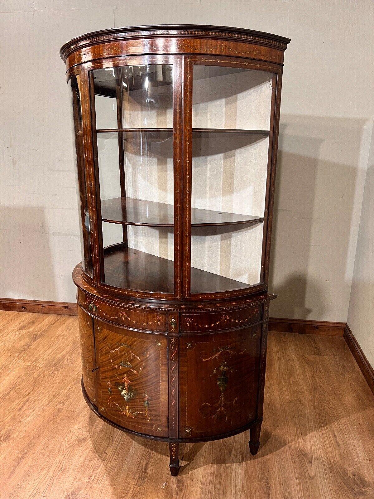 Edwardian Display Cabinet Painted Mahogany Bow Front 1900 9