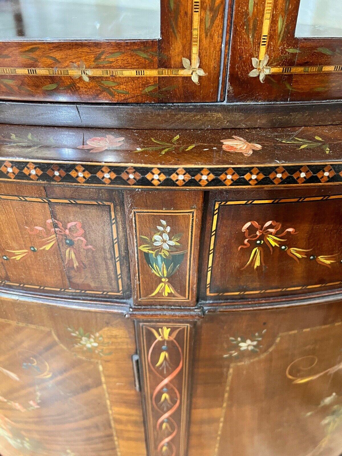 Early 20th Century Edwardian Display Cabinet Painted Mahogany Bow Front 1900