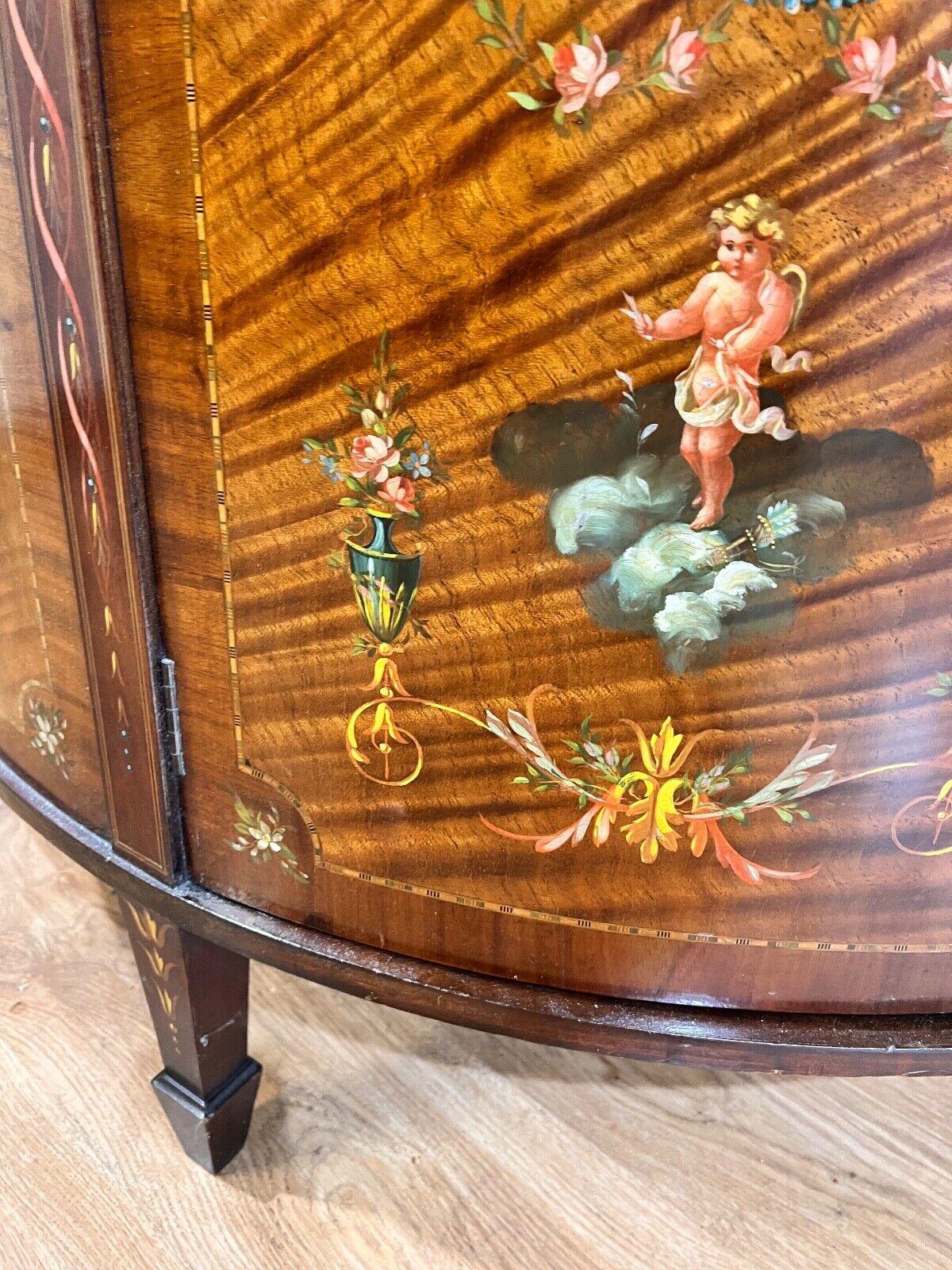 Edwardian Display Cabinet Painted Mahogany Bow Front 1900 2