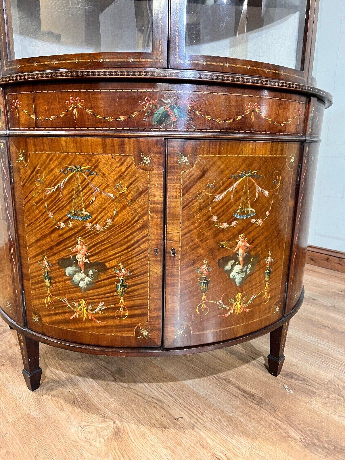 Edwardian Display Cabinet Painted Mahogany Bow Front 1900 3