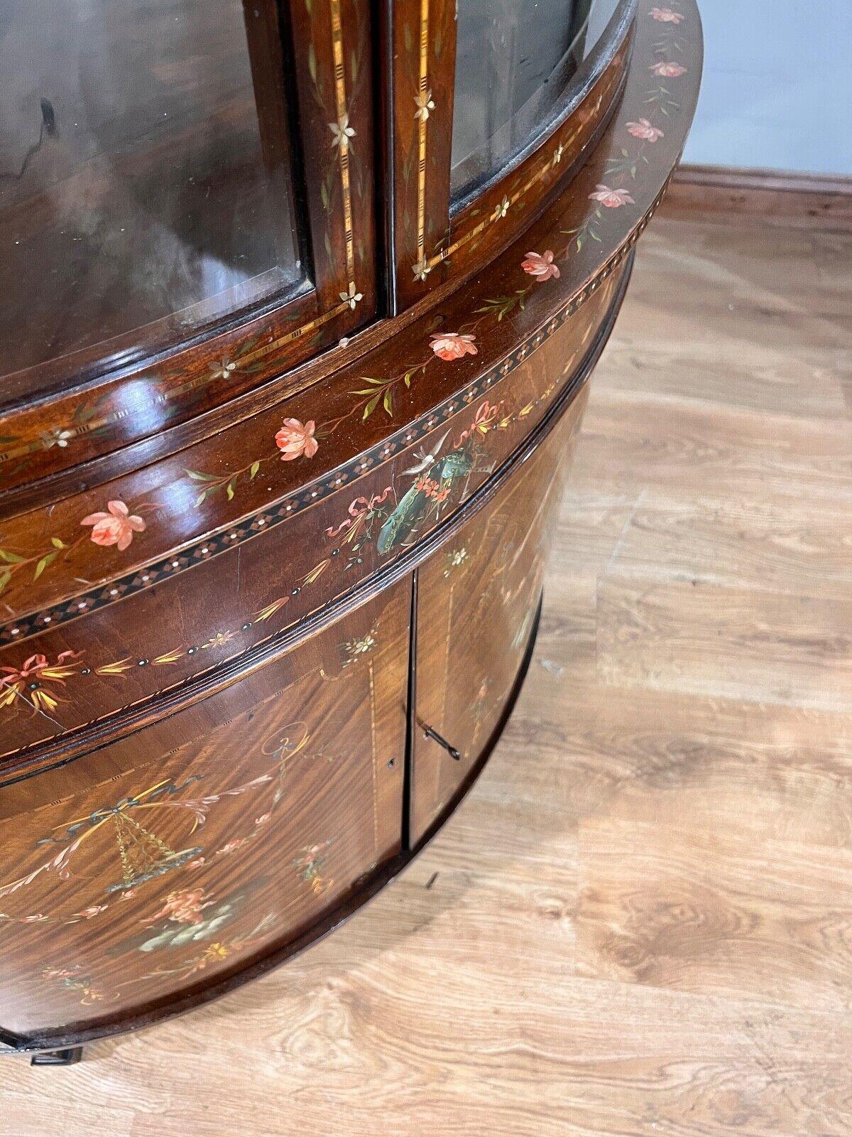 Edwardian Display Cabinet Painted Mahogany Bow Front 1900 4
