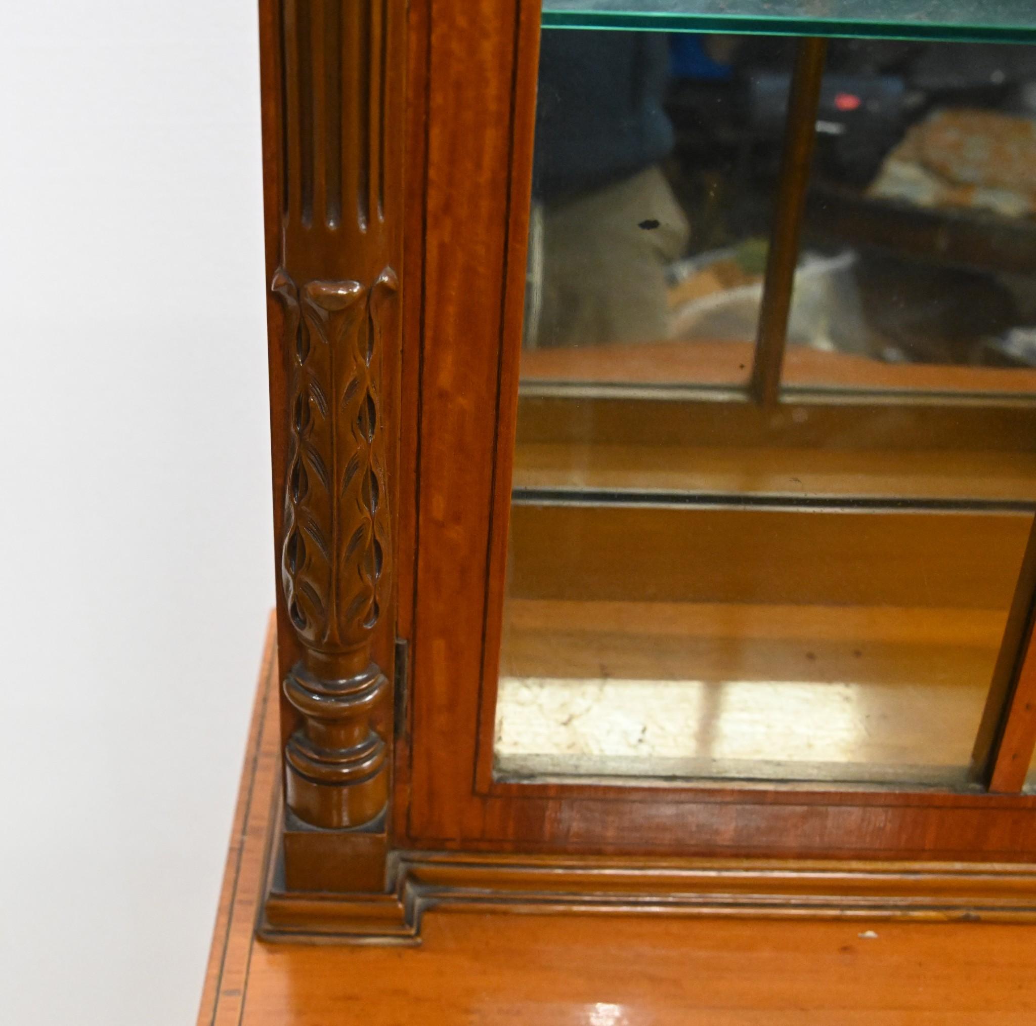 Edwardian Display Cabinet Painted Satinwood Bookcase 1910 For Sale 6