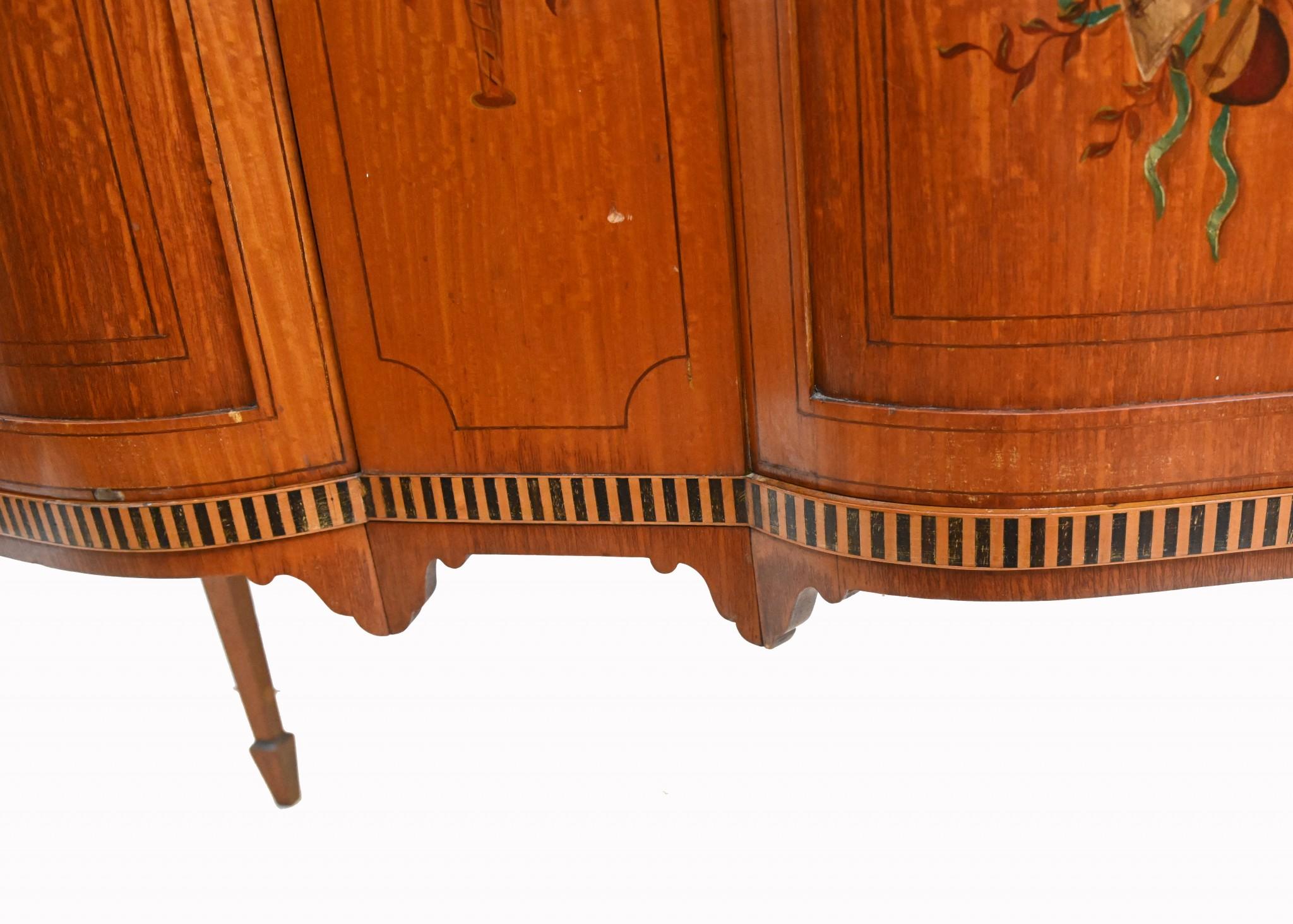 Edwardian Display Cabinet Painted Satinwood Bookcase 1910 For Sale 8