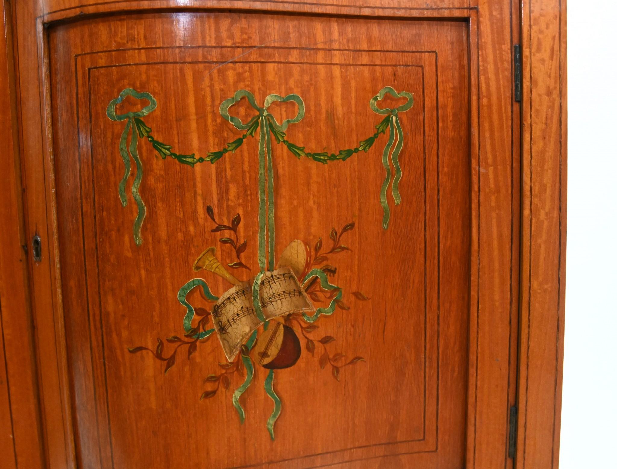 Edwardian Display Cabinet Painted Satinwood Bookcase 1910 For Sale 10