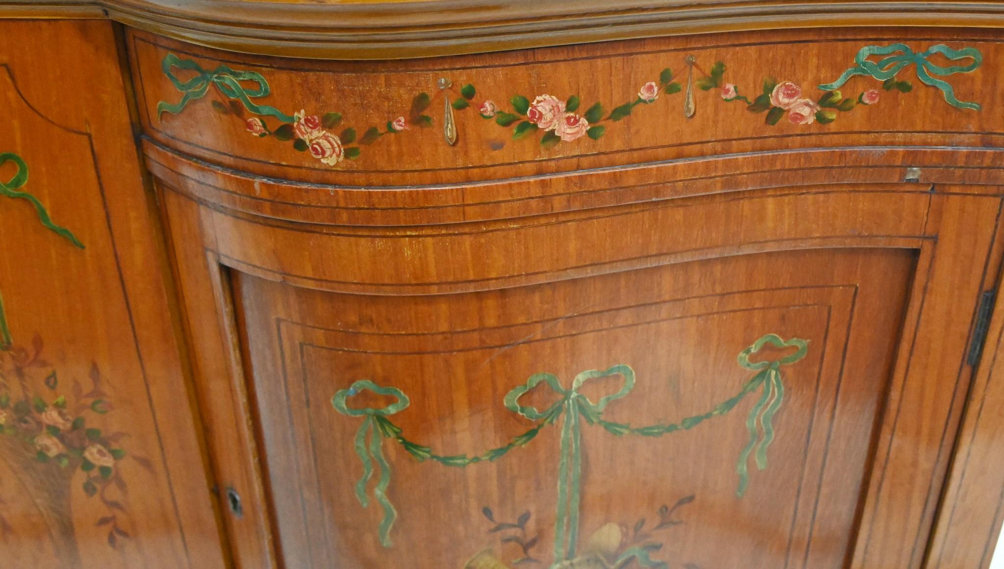 Edwardian Display Cabinet Painted Satinwood Bookcase 1910 For Sale 11