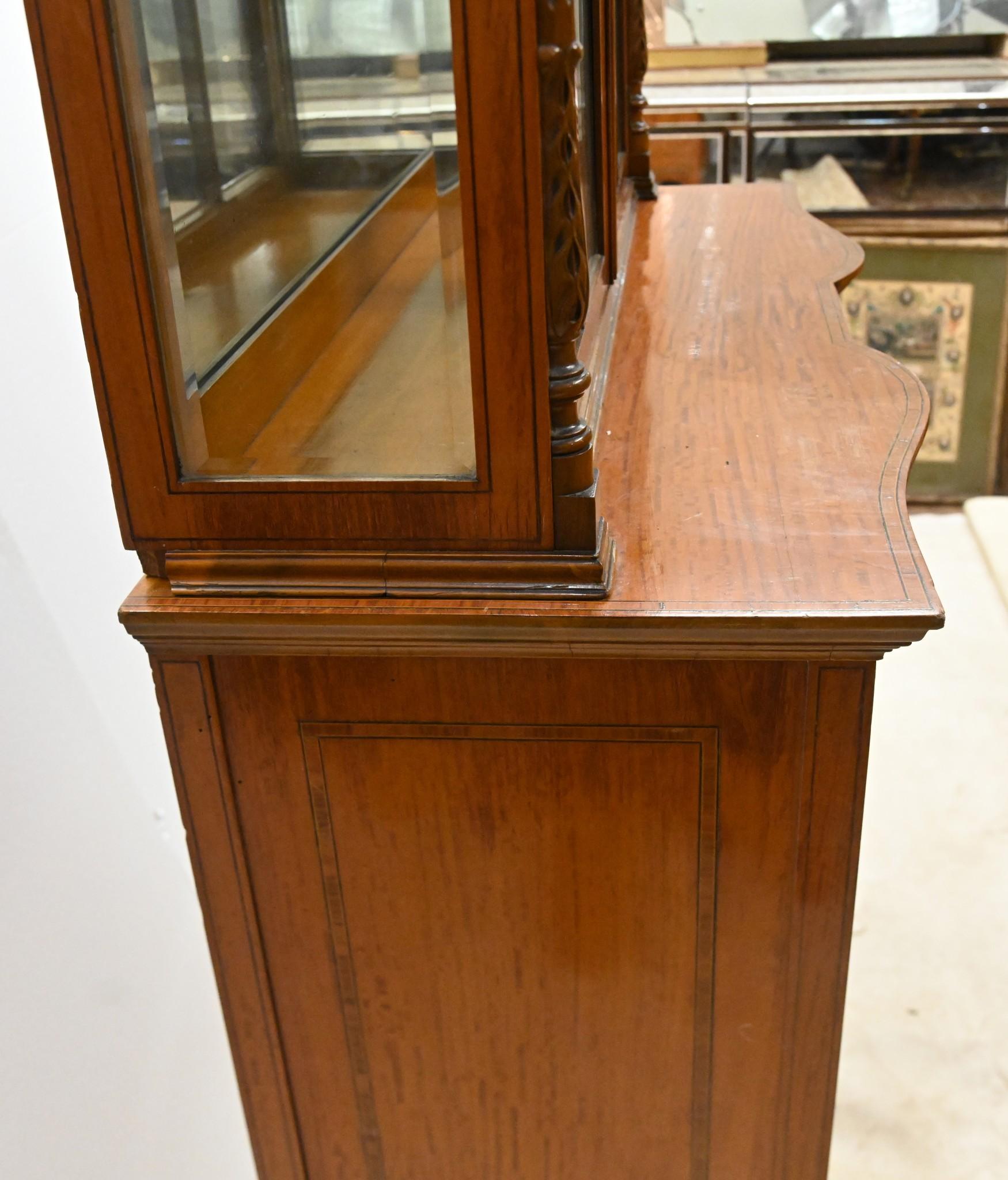Edwardian Display Cabinet Painted Satinwood Bookcase 1910 For Sale 2