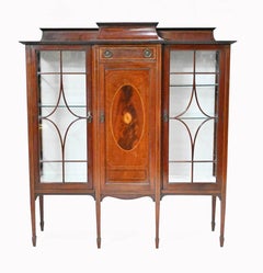 Edwardian Display Cabinet Vitrine Sheraton Mahogany Inlay 1910