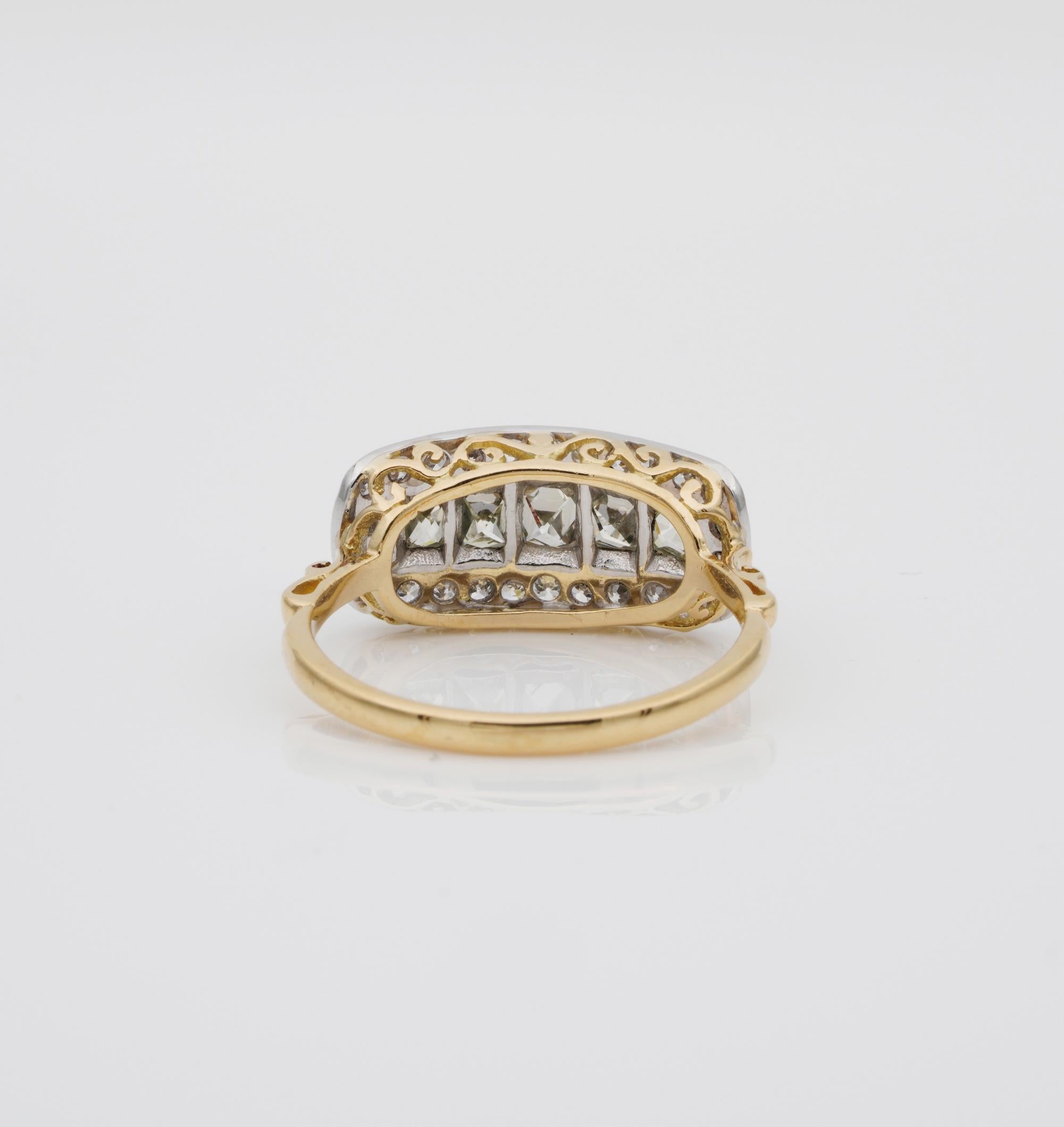 Edwardian Distinctive 1.60 Carat Diamond Five-Stone Anniversary Ring For Sale 2
