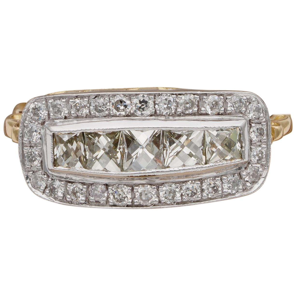 Edwardian Distinctive 1.60 Carat Diamond Five-Stone Anniversary Ring For Sale
