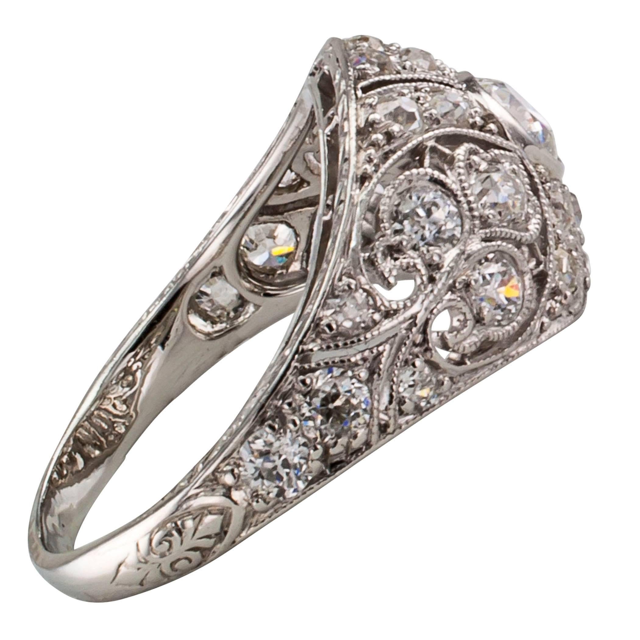 Women's Edwardian Domed Diamond Platinum Ring