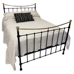 Edwardian Double (4
6") Iron and Brass Bedstead Finished in Black