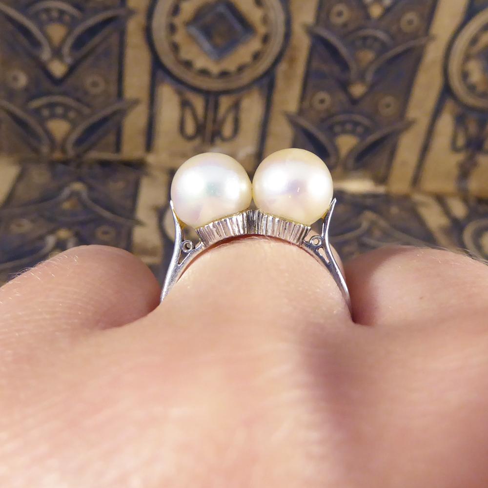 Edwardian Double Cultured Pearl Ring in Platinum 4