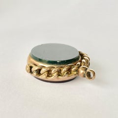Edwardian Double Sided Bloodstone and Carnelian 9 Carat Swivel Fob