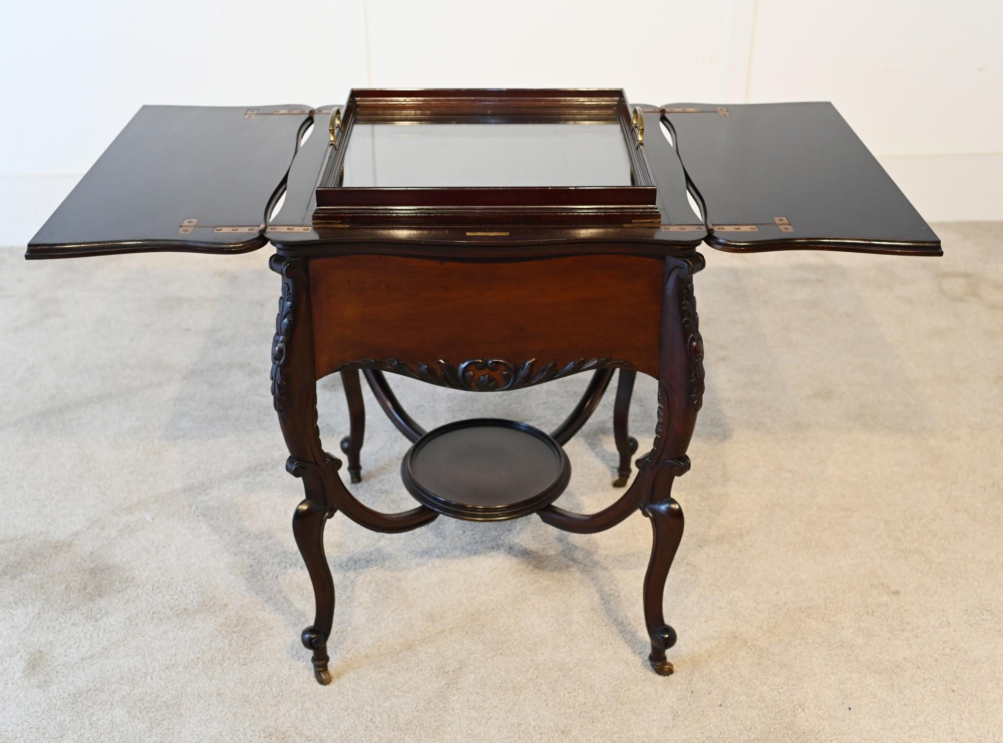 Early 20th Century Edwardian Drinks Cabinet Table Maple and Co Tray 1900