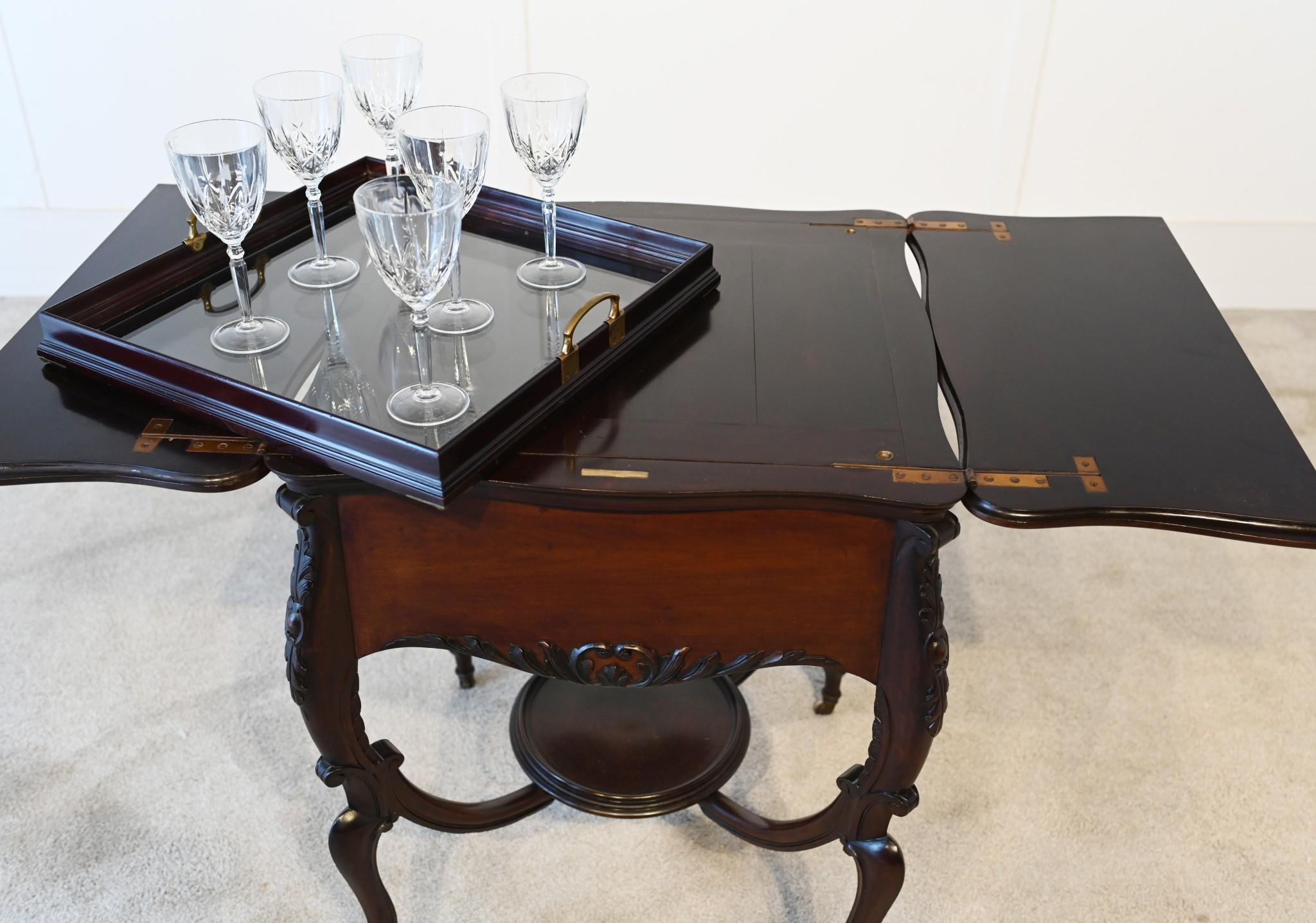 Wood Edwardian Drinks Cabinet Table Maple and Co Tray 1900