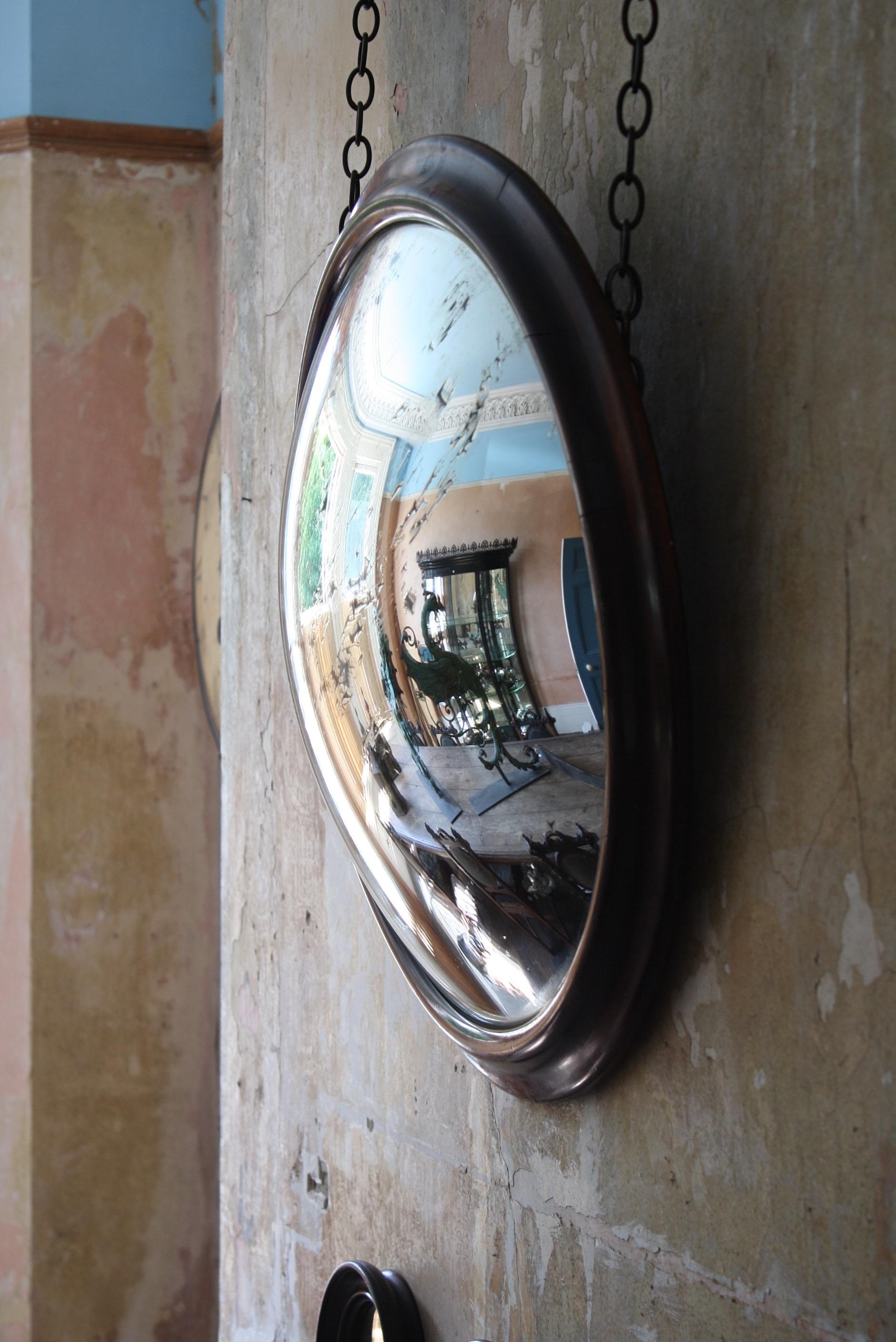 Edwardian Early 20th Century Large Butlers Convex Mirror Claydon Country House 1