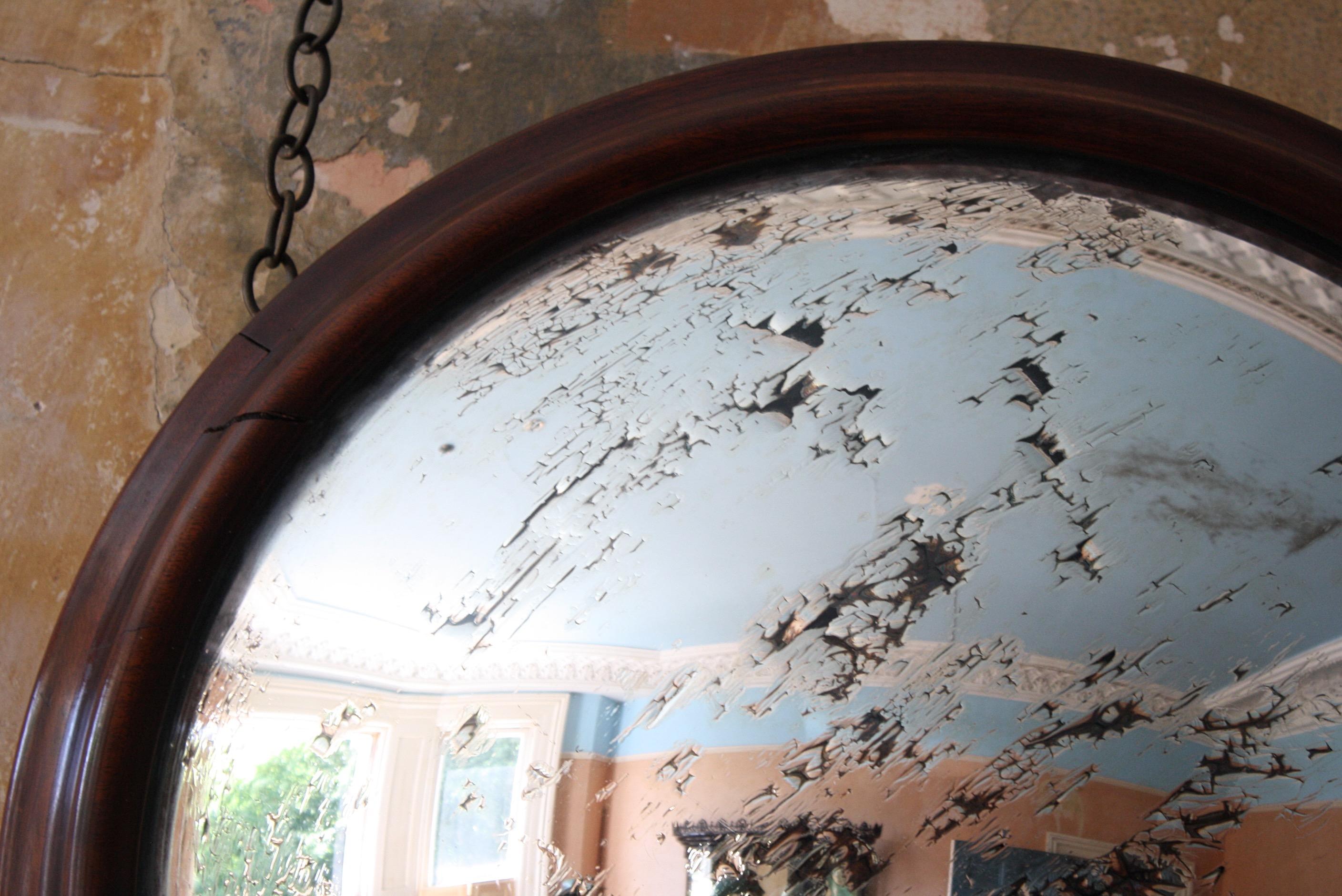 Edwardian Early 20th Century Large Butlers Convex Mirror Claydon Country House 2