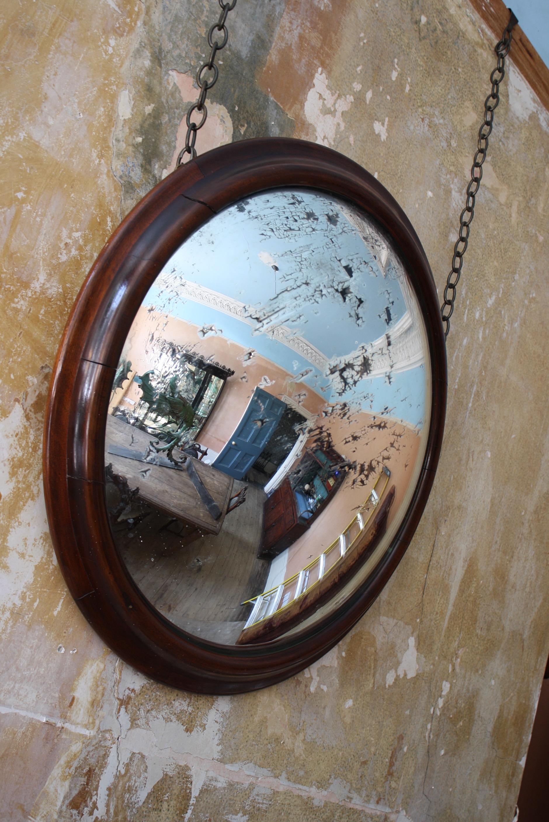 Edwardian Early 20th Century Large Butlers Convex Mirror Claydon Country House 3