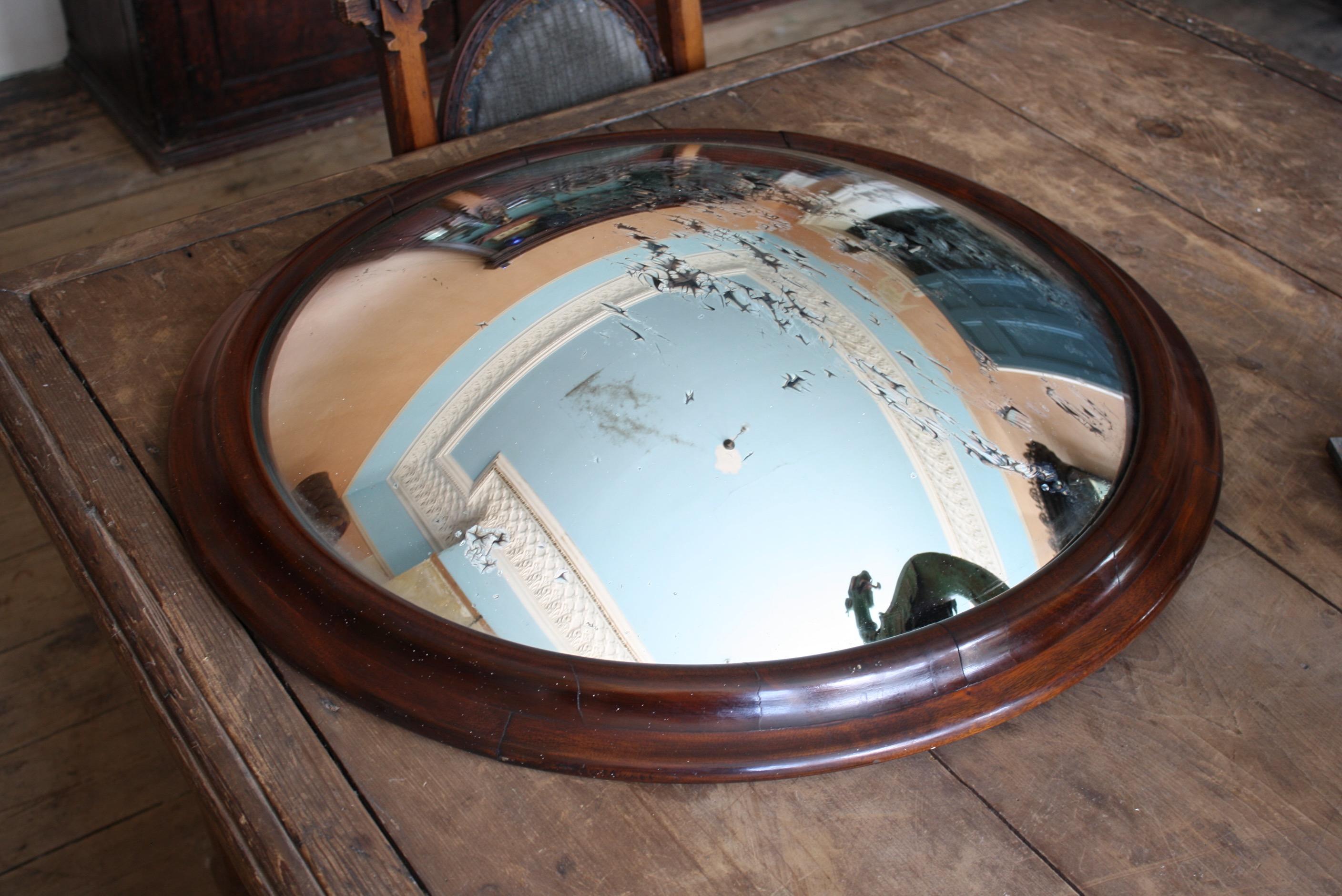 Edwardian Early 20th Century Large Butlers Convex Mirror Claydon Country House 5