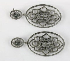 Edwardian Earring Pave Diamond in 925 Silver