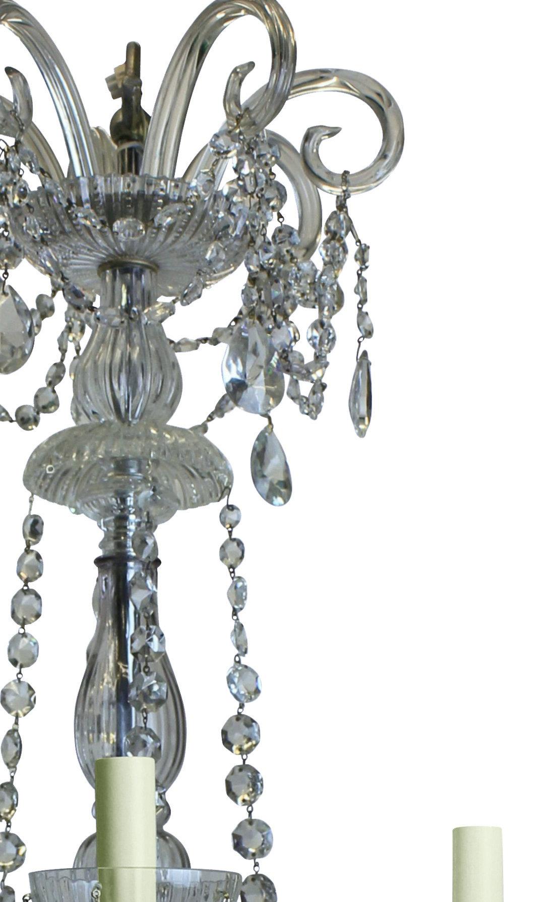 Edwardian Eight Arm Cut Glass Chandelier In Good Condition For Sale In London, GB