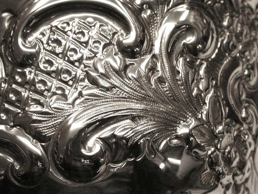 Early 20th Century Edwardian Embossed Silver Rose Bowl, 1908