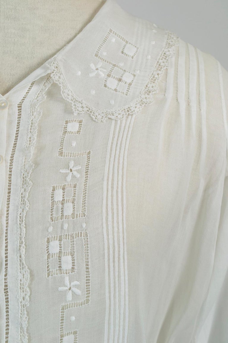 Blusas De Tela Batista Bordada Blusa Eduardiana Blanca De Batista