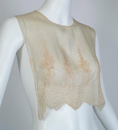 Edwardian Embroidered Chiffon Collar and Neckcloth Set, 1910s